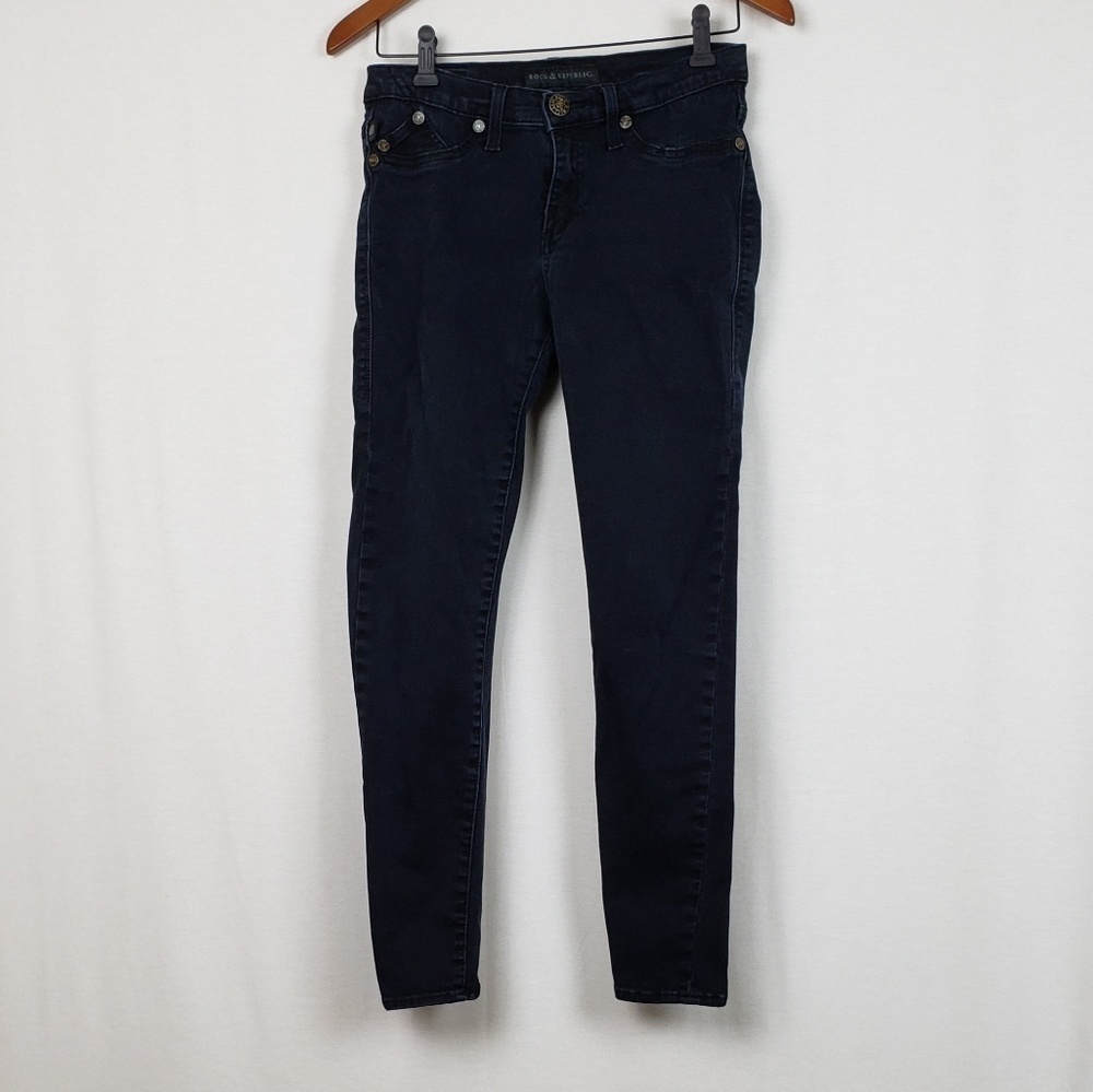 Rock & Republic Black Kashmiere Skinny Jeans Size 10 Short
